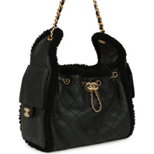 Load image into Gallery viewer, Chanel Small 25 Hobo Bag Black Crumpled Sheepskin and Shearling Antique Gold Hardware
