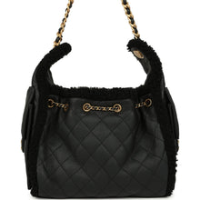 Load image into Gallery viewer, Chanel Small 25 Hobo Bag Black Crumpled Sheepskin and Shearling Antique Gold Hardware