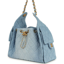 Load image into Gallery viewer, Chanel Small 25 Hobo Bag Light Blue Washed Denim Antique Gold Hardware