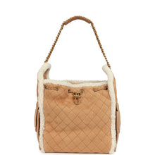 Load image into Gallery viewer, Chanel Medium 25 Hobo Bag Beige Suede and White Shearling Antique Gold Hardware