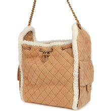 Load image into Gallery viewer, Chanel Medium 25 Hobo Bag Beige Suede and White Shearling Antique Gold Hardware
