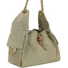 Load image into Gallery viewer, Pre-owned Chanel Small 25 Hobo Bag Olive Green Suede Antique Gold Hardware