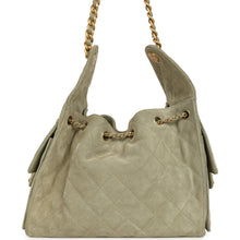 Load image into Gallery viewer, Pre-owned Chanel Small 25 Hobo Bag Olive Green Suede Antique Gold Hardware