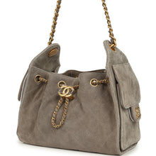 Load image into Gallery viewer, Chanel Mini 25 Hobo Bag Dark Grey Suede Antique Gold Hardware