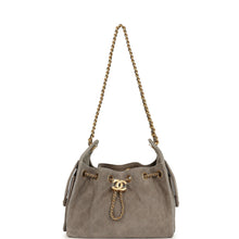 Load image into Gallery viewer, Chanel Mini 25 Hobo Bag Dark Grey Suede Antique Gold Hardware