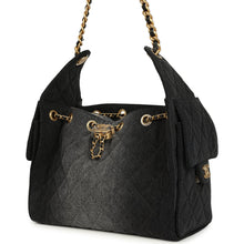 Load image into Gallery viewer, Chanel Small 25 Hobo Bag Black Washed Denim Antique Gold Hardware