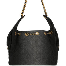 Load image into Gallery viewer, Chanel Small 25 Hobo Bag Black Washed Denim Antique Gold Hardware