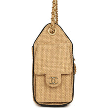 Load image into Gallery viewer, Chanel Mini 25 Hobo Bag Beige Raffia and Black Calfskin Antique Gold Hardware