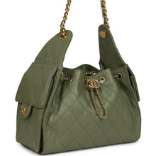 Load image into Gallery viewer, Chanel Small 25 Hobo Bag Green Caviar Antique Gold Hardware