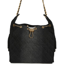Load image into Gallery viewer, Chanel Medium 25 Hobo Bag Black Washed Denim Antique Gold Hardware