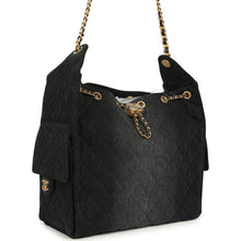 Load image into Gallery viewer, Chanel Medium 25 Hobo Bag Black Washed Denim Antique Gold Hardware