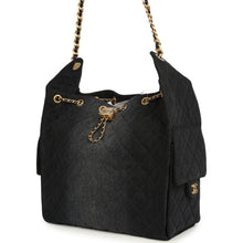 Load image into Gallery viewer, Chanel Medium 25 Hobo Bag Black Washed Denim Antique Gold Hardware