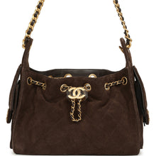 Load image into Gallery viewer, Chanel Mini 25 Hobo Bag Dark Brown Suede Antique Gold Hardware