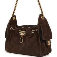 Load image into Gallery viewer, Chanel Mini 25 Hobo Bag Dark Brown Suede Antique Gold Hardware