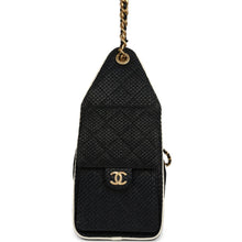 Load image into Gallery viewer, Chanel Small 25 Hobo Bag Black Raffia and White Calfskin Antique Gold Hardware