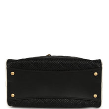 Load image into Gallery viewer, Chanel Small 25 Hobo Bag Black Raffia and White Calfskin Antique Gold Hardware