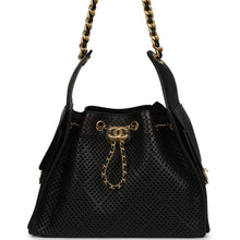 Load image into Gallery viewer, Chanel Small 25 Hobo Bag Black Perforated Calfskin Antique Gold Hardware