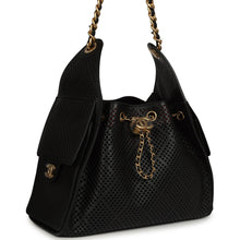 Load image into Gallery viewer, Chanel Small 25 Hobo Bag Black Perforated Calfskin Antique Gold Hardware