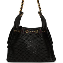 Load image into Gallery viewer, Chanel Small 25 Hobo Bag Black Perforated Calfskin Antique Gold Hardware