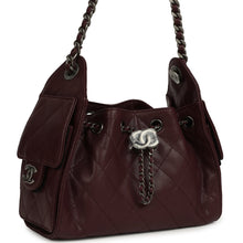 Load image into Gallery viewer, Chanel Mini 25 Hobo Bag Burgundy Caviar Aged Ruthenium Hardware