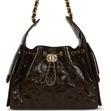 Load image into Gallery viewer, Chanel Small 25 Hobo Bag Khaki Shiny Aged Crumpled Calfskin Antique Gold Hardware