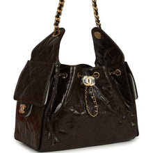 Load image into Gallery viewer, Chanel Small 25 Hobo Bag Khaki Shiny Aged Crumpled Calfskin Antique Gold Hardware