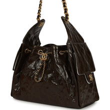 Load image into Gallery viewer, Chanel Small 25 Hobo Bag Khaki Shiny Aged Crumpled Calfskin Antique Gold Hardware