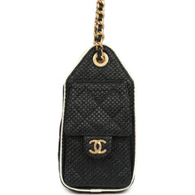 Load image into Gallery viewer, Chanel Mini 25 Hobo Bag Black Raffia and White Calfskin Antique Gold Hardware