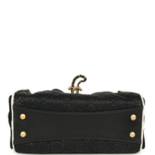 Load image into Gallery viewer, Chanel Mini 25 Hobo Bag Black Raffia and White Calfskin Antique Gold Hardware