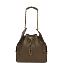 Load image into Gallery viewer, Chanel Medium 25 Hobo Bag Dark Khaki Caviar Antique Gold Hardware