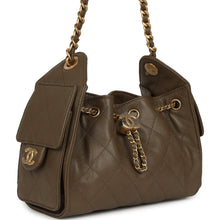 Load image into Gallery viewer, Chanel Mini 25 Hobo Bag Dark Khaki Caviar Antique Gold Hardware
