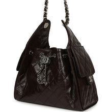 Load image into Gallery viewer, Chanel Small 25 Hobo Bag Dark Brown Shiny Aged Calfskin Silver Hardware