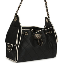 Load image into Gallery viewer, Chanel Mini 25 Hobo Bag Black and White Calfskin Light Gold Hardware