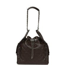 Load image into Gallery viewer, Chanel Medium 25 Hobo Bag Dark Brown Shiny Aged Calfskin Silver Hardware