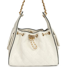 Load image into Gallery viewer, Chanel Small 25 Hobo Bag White Raffia and Black Calfskin Antique Gold Hardware