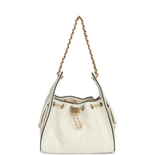 Load image into Gallery viewer, Chanel Small 25 Hobo Bag White Raffia and Black Calfskin Antique Gold Hardware