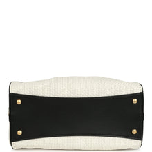 Load image into Gallery viewer, Chanel Small 25 Hobo Bag White Raffia and Black Calfskin Antique Gold Hardware