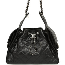 Load image into Gallery viewer, Chanel Small 25 Hobo Bag Black Shiny Aged Crumpled Calfskin Silver Hardware