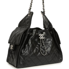 Load image into Gallery viewer, Chanel Small 25 Hobo Bag Black Shiny Aged Crumpled Calfskin Silver Hardware
