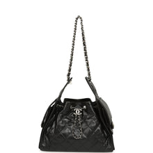 Load image into Gallery viewer, Chanel Small 25 Hobo Bag Black Shiny Aged Crumpled Calfskin Silver Hardware