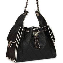Load image into Gallery viewer, Chanel Small 25 Hobo Bag Black and White Calfskin Light Gold Hardware