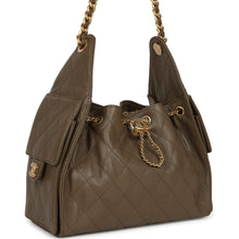 Load image into Gallery viewer, Chanel Small 25 Hobo Bag Dark Khaki Caviar Antique Gold Hardware