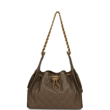 Load image into Gallery viewer, Chanel Small 25 Hobo Bag Dark Khaki Caviar Antique Gold Hardware