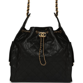 Chanel Medium 25 Hobo Bag Black Caviar Antique Gold Hardware