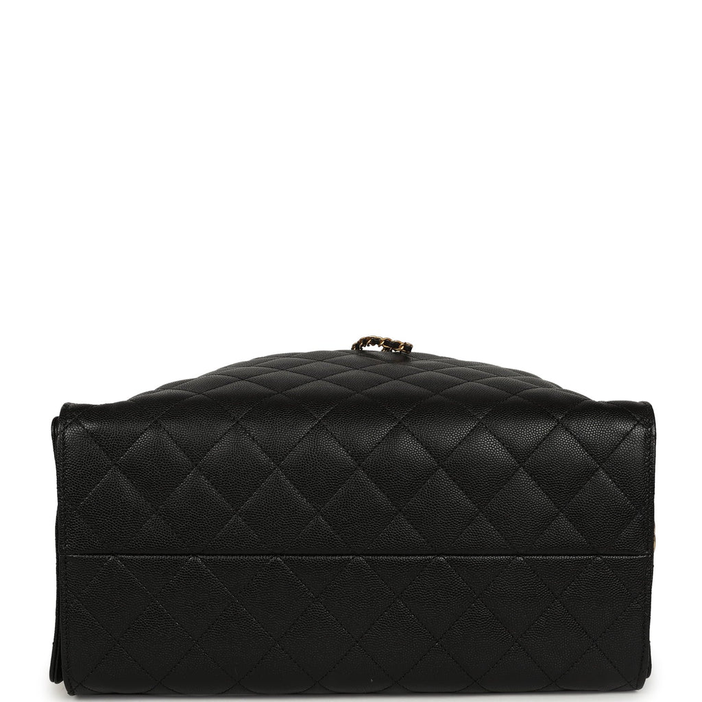 Chanel Medium 25 Hobo Bag Black Caviar Antique Gold Hardware