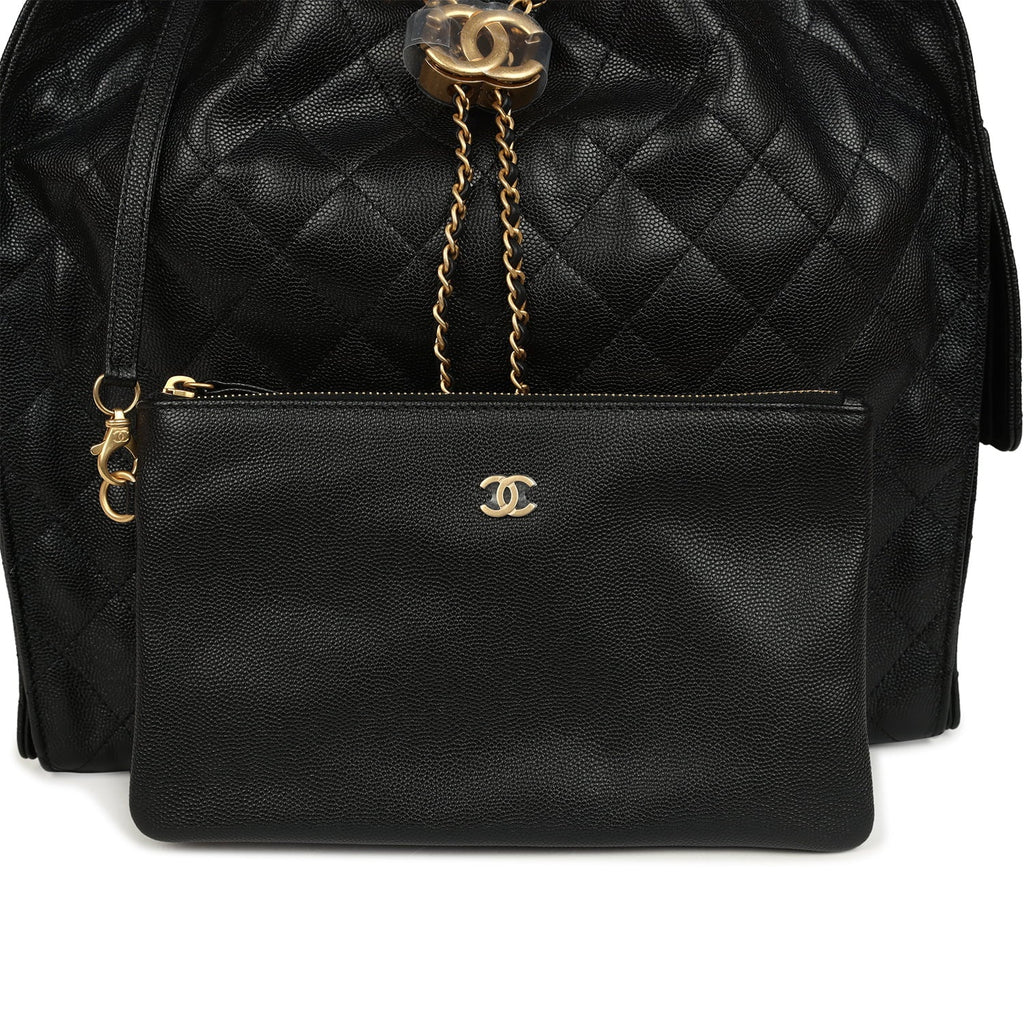 Chanel Medium 25 Hobo Bag Black Caviar Antique Gold Hardware