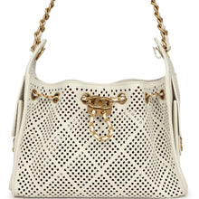 Load image into Gallery viewer, Chanel Mini 25 Hobo Bag White Perforated Calfskin Antique Gold Hardware