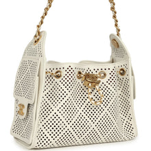 Load image into Gallery viewer, Chanel Mini 25 Hobo Bag White Perforated Calfskin Antique Gold Hardware