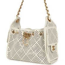 Load image into Gallery viewer, Chanel Mini 25 Hobo Bag White Perforated Calfskin Antique Gold Hardware