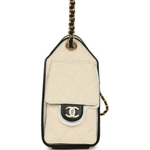 Load image into Gallery viewer, Chanel Mini 25 Hobo Bag Ecru Canvas and Black Calfskin Gold Hardware
